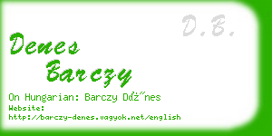 denes barczy business card